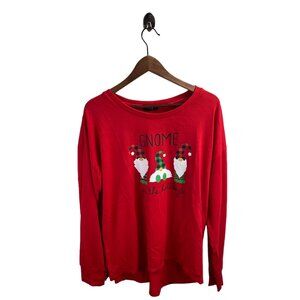 Modern Canvas Gnome For The Holidays Christmas Top Size XXL